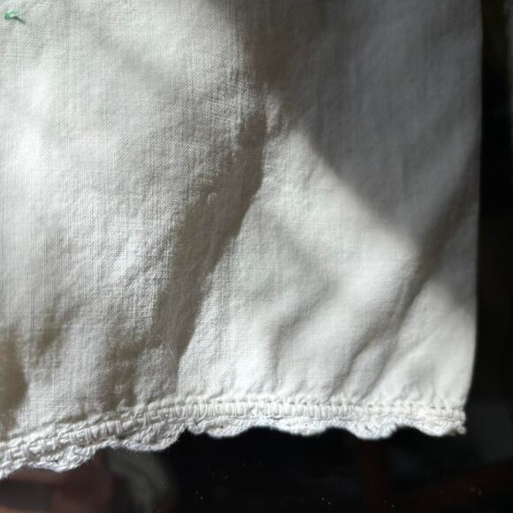 Vintage Handmade Embroidered Pink Flower Single Pillow Case Crochet Hem - Picture 5 of 5